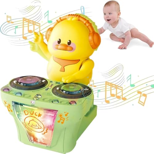 Storio Bump and Go DJ Duck Dancing Toy with Music and Light Activity Play Center Toy 360 Degree Rotating with Flashing Lights Action Toys for Kids