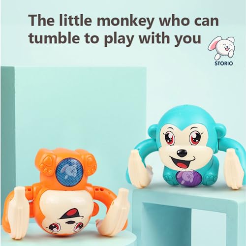 Storio Dancing Monkey Musical Toy for Kids Baby Spinning Rolling Doll Tumble Toy with Voice Control Musical Light and Sound Effects with Sensor, Multicolor