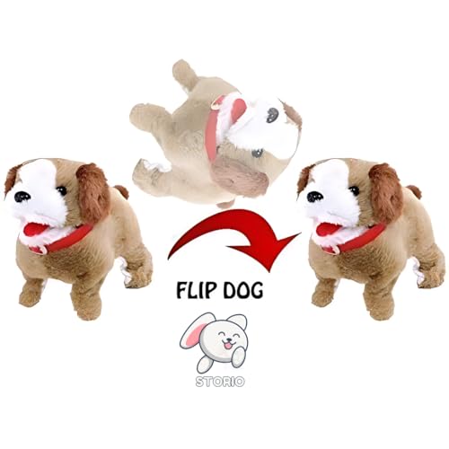 Storio Jumping, Walking and Barking Dog Soft Toy Fantastic Puppy Battery Operated Back Flip Jumping Dog Jump Run Toy Kid (Jumping Dog)