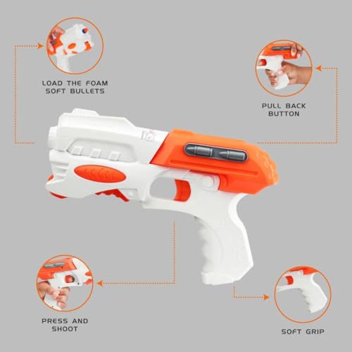Storio EVO Sniper Hot Fire Gun Toy with 10 Safe Soft Foam Bullets, Fun Target Shooting Battle Fight Game for Kids Boys - White