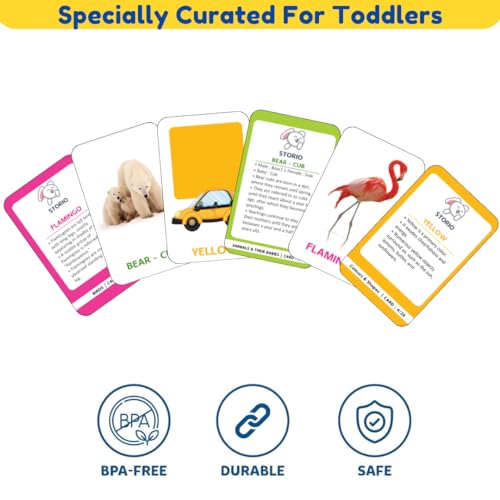 Storio Flashcards Early Learning 7 in 1 Flash Cards for Kids Babies | 196 Total Cards | Fun & Easy Learning Way for Preschoolers & Toddlers | 12+ Months
