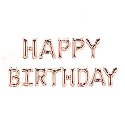 LUXZURY by Storio Rose Gold Happy Birthday Letter Balloons - Foil for Unicorn, Princess, Photo Booth, 1st, Girls, Room, Wife, Women, Baloons, Words, Letters Banner Decorations Party Celebrations