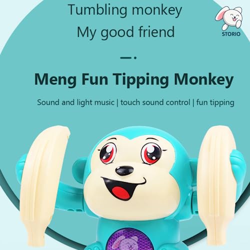 Storio Dancing Monkey Musical Toy for Kids Baby Spinning Rolling Doll Tumble Toy with Voice Control Musical Light and Sound Effects with Sensor, Multicolor