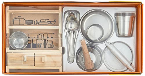 Nano-Pure Veg Kitchenware Pieces Cute Mini Toy Kitchen Set with Unbreakable Stand Made Out of Safe and Non Toxic Plastic Along with Pure Stainless Steel Cooking Accessories for Girls Age 3 Years Plus