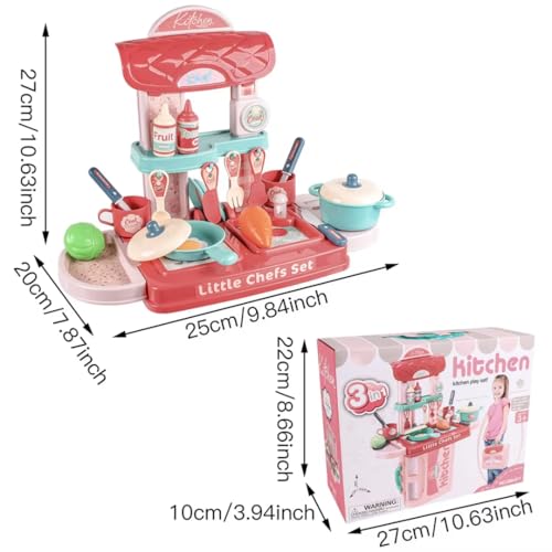 Storio Kitchen Set Toys for Girls with Cooking Utensils, Little Chef Realistic Miniature Pretend Role Play Food Party for Boys Girls