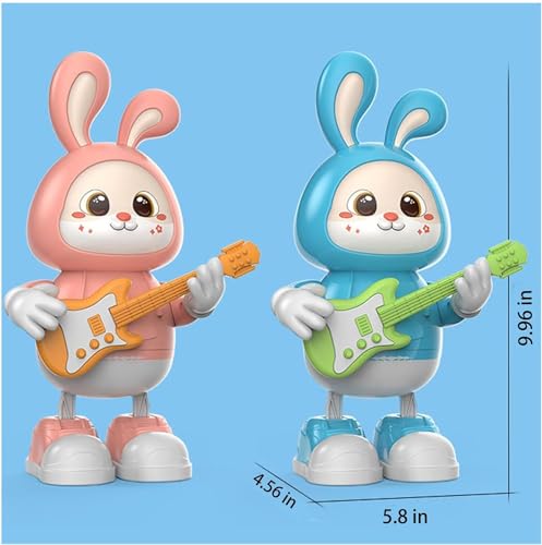 Storio Musical Dancing Rabbit Guitarist Doll Activity Play Center Toy 360 Degree Rotating with Flashing Lights and Bump n Go Action Toys Best Gift for Kids