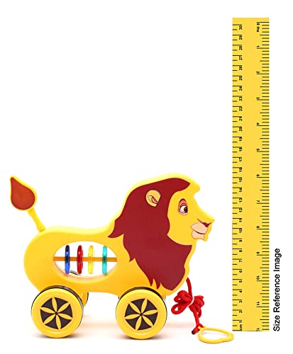 Storio Baby Products Pull Along Toddler Toy, Pull Along Toy with Attractive Design, Developmental Toy for 1 Year Old Girl Boy - Lion