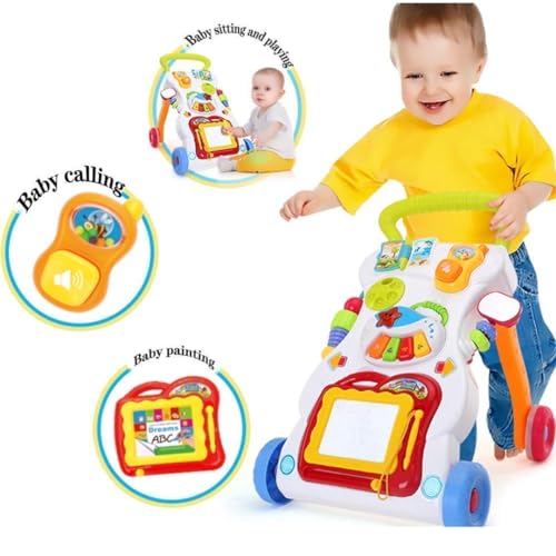 Storio Premium Activity Children Musical Walker Push & Pull Toy for Toddlers & Kids Baby Activity Walker Toy Comes with Two Patterns Sit and Play Stand and Walk