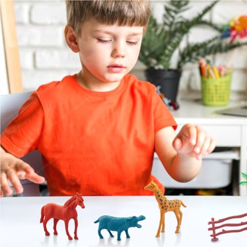 Storio 31pcs Animal Figure Toy Set | Includes Farm and Jungle Animal Playsets with an Artificial Tree and Fencing | Ideal for Birthday and Return Gifts | Educational Toyset for Kids Ages 3 and Up