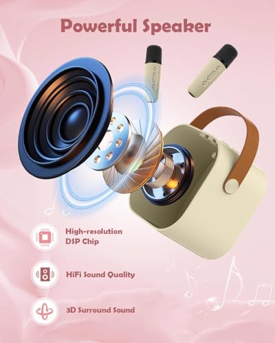 Storio Rechargeable Wireless Mini Portable Bluetooth Karaoke Machine | Bluetooth Speaker with Microphone & LED Lights - Kids Music Singing Toys for Girl Boy Birthday Gift Ideas