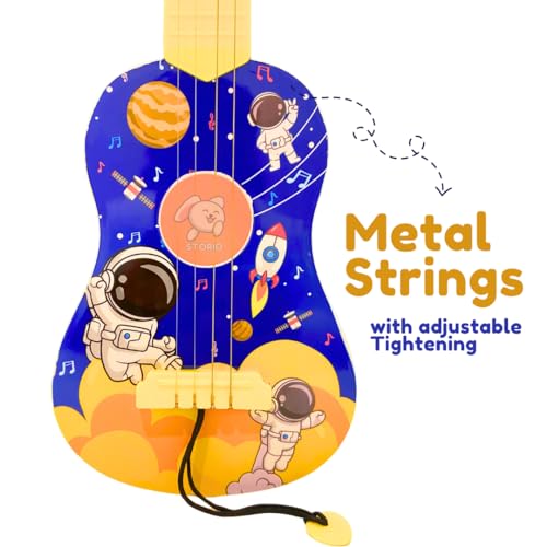 Storio Guitar Toy Ukulele Toy 4 Strings Early Educational Instruments Space Astronaut Musical Gift Musical Instruments Toys for Kids Toddlers Year of 3+