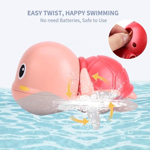 Storio Cute Swimming Baby Water Bath Toys for Toddlers | Turtle Toy | 1-3, Floating Wind Up Toys for 1 2 3 4 5 Year Old Boy Girl, New Born Baby Bathtub Water Toys, Preschool Toddler Pool Toys