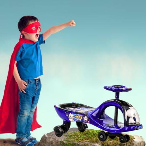 Storio Swing Ride on & Car for Kids with Music & Horn Steering, Push Car for Baby with Backrest, Safety Guard, Under Seat Storage & Big Wheels, Ride on for Kids 0 to 3 Year - Blue