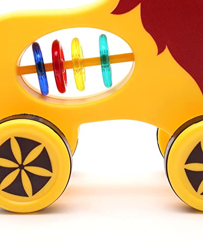 Storio Baby Products Pull Along Toddler Toy, Pull Along Toy with Attractive Design, Developmental Toy for 1 Year Old Girl Boy - Lion