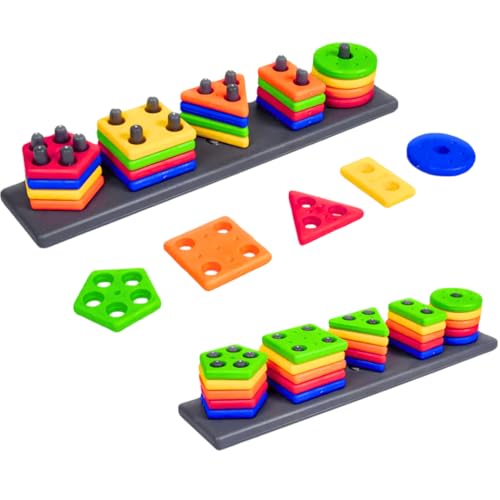 Storio Geometric Angle Blocks, Sorting & Stacking Toys for Toddlers and Kids Preschool, Color Stacker Shape Sorter Gift Educational Learning Toy for 1 2 3 Years Boys and Girls