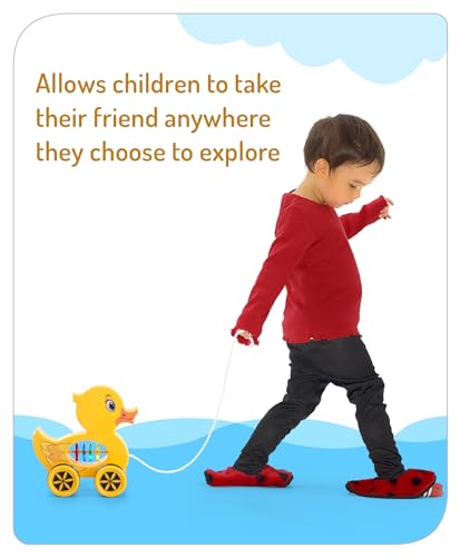 Storio Baby Products Pull Along Toddler Toy, Pull Along Toy with Attractive Design, Developmental Toy for 1 Year Old Girl Boy - Duck