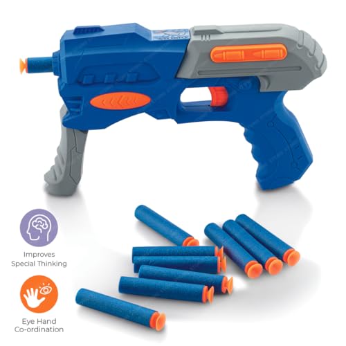 Storio EVO Sniper Hot Fire Gun Toy with 10 Safe Soft Foam Bullets, Fun Target Shooting Battle Fight Game for Kids Boys - Blue