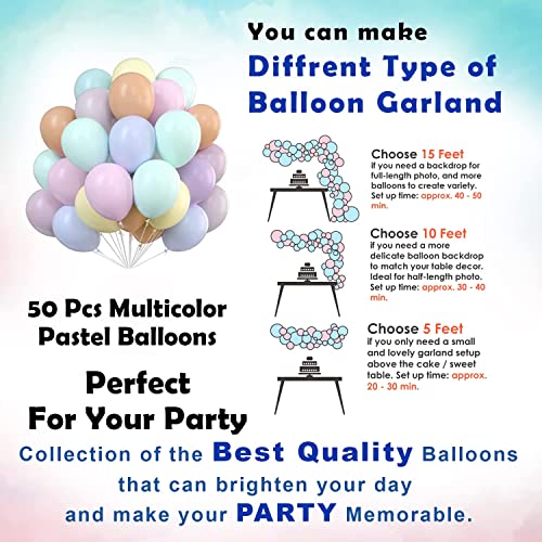 Storio 54pcs Rainbow Theme Birthday Decorations |Happy Birthday Decoration Kit for Kids - Pastel Balloons