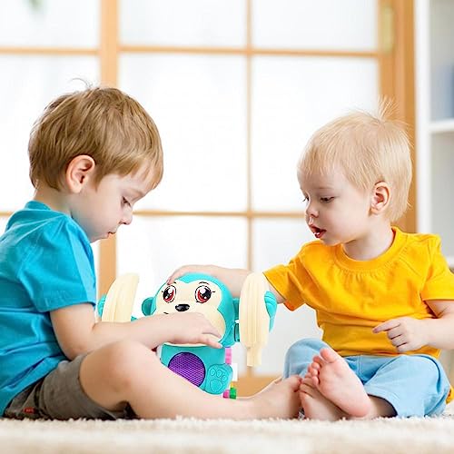 Storio Dancing Monkey Musical Toy for Kids Baby Spinning Rolling Doll Tumble Toy with Voice Control Musical Light and Sound Effects with Sensor, Multicolor
