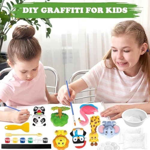 Storio Toys DIY Mould and Paint Craft kit - Animal Kingdom | Kids DIY Craft For 5 Years | Plaster Figurine Set with Pigments, Palette & Mold, Painting Art & Craft Set -Gift Toys for 3 4 5 6 7 8 Old Boys & Girls