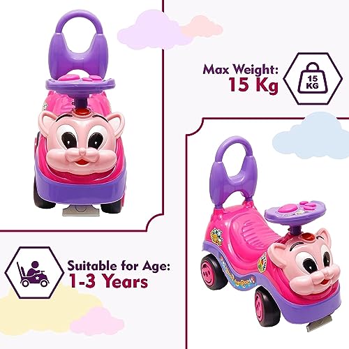 Storio Ride on & Car for Kids with Music & Horn Steering, Push Car for Baby with Backrest, Safety Guard & Big Wheels, Ride on for Kids 1,2,3,4,5 Years (Blue)