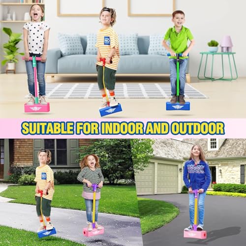 Toysbuddy Kids Hopping Pogo Jumper Fun and Safe Pogo Stick for Toddlers, Durable Foam Bungee Jumping Stick Makes Squeaky Sounds Improves Balance, Bouncing Toy for Ages 3 and Above