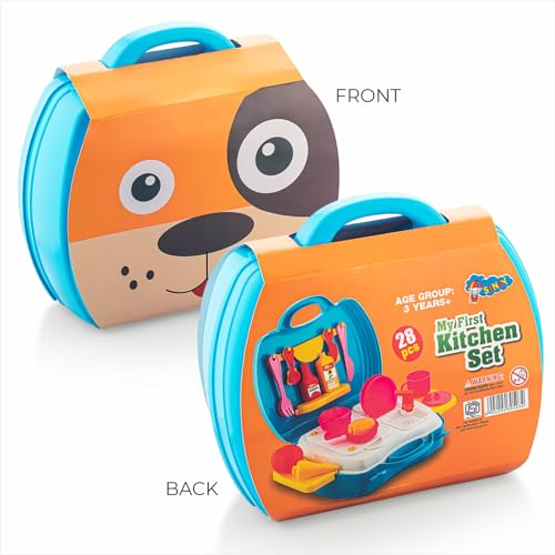 Storio Toys Kitchen Set for Girls Toy with Cooking Utensils Combo Items in Suitcase| Easy to Carry |Realistic Miniature Chefs Pretend Play/Role Play Home Game - Multicolour