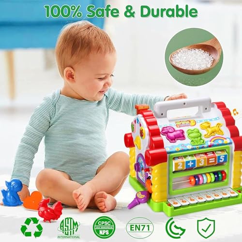 Storio Baby Toddler Activity Center Musical Activity Cube Play Learning Center Toy Interactive Educational Activity House Multi-Functions with Lights Sounds - Activity House