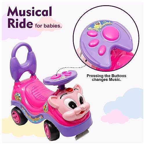 Storio Ride on & Car for Kids with Music & Horn Steering, Push Car for Baby with Backrest, Safety Guard & Big Wheels, Ride on for Kids 1,2,3,4,5 Years (Blue)