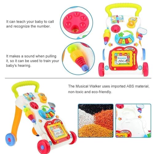 Storio Premium Activity Children Musical Walker Push & Pull Toy for Toddlers & Kids Baby Activity Walker Toy Comes with Two Patterns Sit and Play Stand and Walk