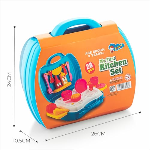 Storio Toys Kitchen Set for Girls Toy with Cooking Utensils Combo Items in Suitcase| Easy to Carry |Realistic Miniature Chefs Pretend Play/Role Play Home Game - Multicolour