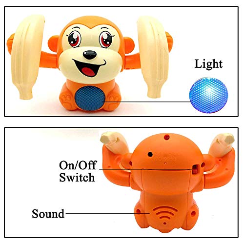 Storio 360 Degree Rotation Dancing and Tumbling Monkey with Banana,Light and Sound Toy for Kids