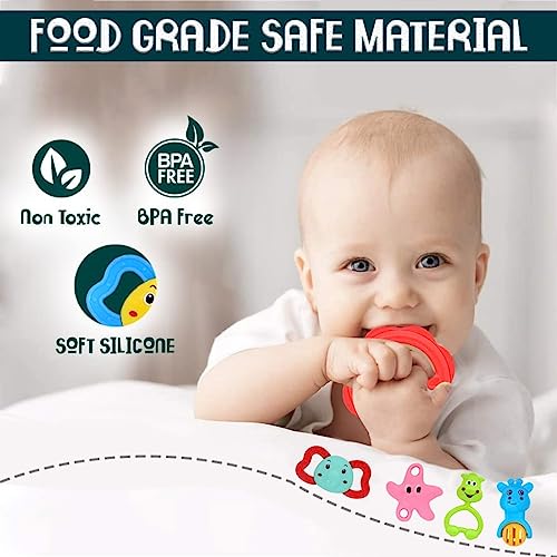 Storio Baby Products Toys 7 Pcs Rattle Set with Teathers for New Born Baby Gifts, Toy for Babies, Non-Toxic