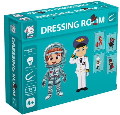 Storio Magnetic Box Series - Dressing Room Puzzles Toys With Reference Cards and Magnetic Board and Marker To Draw & Play Educational Toy for Kids 2 3 4 Years Boys Girls Montessori Gift Fun & Play for Baby (70+ Magnet Pcs)