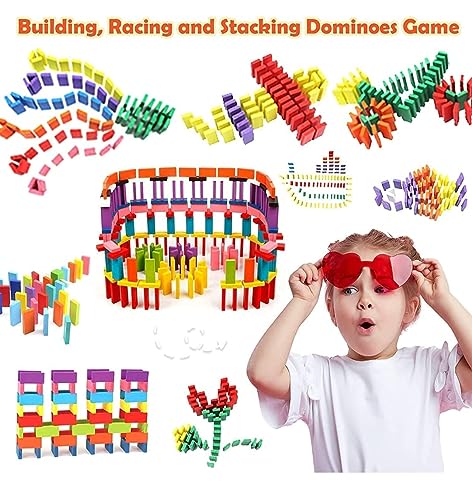Storio 120 pcs 12 Color Wooden Dominos Blocks Set, for Kids Game Educational Play Toy, Domino Racing Toy Game