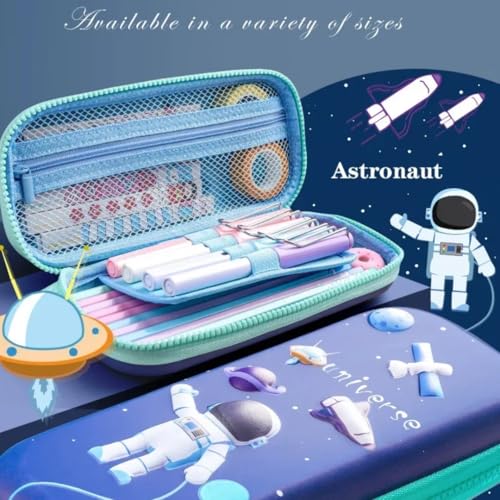 Storio 3D EVA Space Astronaut Theme Pencil Box for Kids Pencil Pouch Bag Compass School Pouch Organizer for Students Kids Stylish Pen Holder Pouch Stationery Box - Canvas, Multicolor