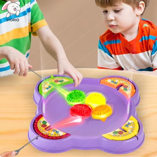 Storio Cool Top Spinning BeyBlades Game Gyro Battle Toy On Classic Super Arena Disk for Kids, 2-4 Players with 4 BeyBlades Spinners & Launchers | Lattoo