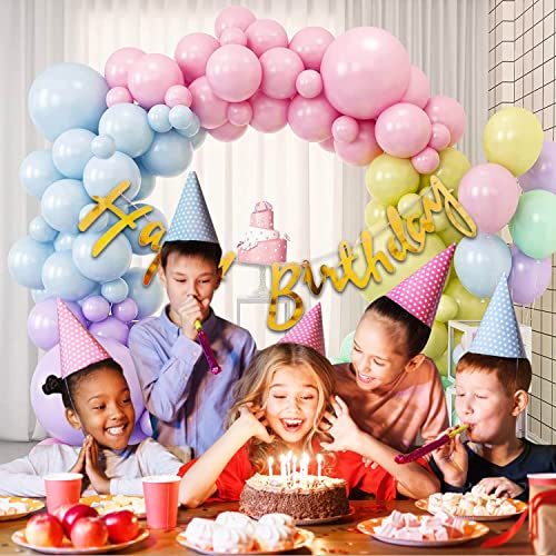 Storio 54pcs Rainbow Theme Birthday Decorations |Happy Birthday Decoration Kit for Kids - Pastel Balloons