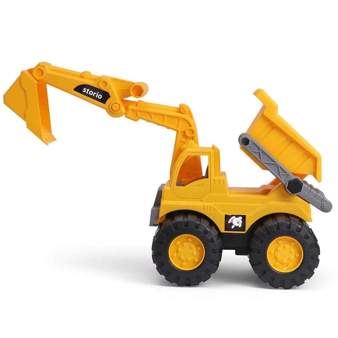 Storio Toys Push and Go Automobile Bulldozer Construction Engineering Excavator Vehicle Dumper Truck Toy for Kids Boys (Excavator Truck)