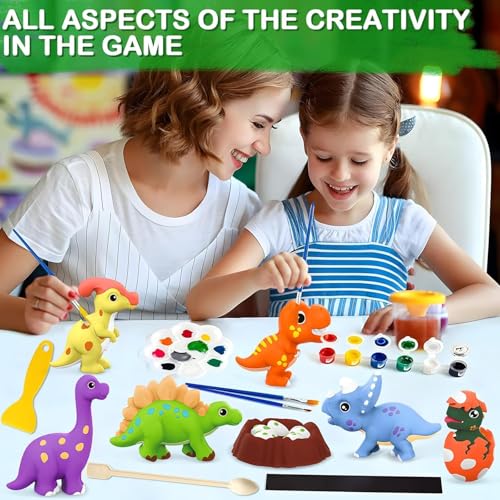 Storio Toys DIY Mould and Paint Craft kit - Dinosaurs | Kids DIY Craft For 5 Years | Plaster Figurine Set with Pigments, Palette & Mold, Painting Art & Craft Set -Gift Toys for 3 4 5 6 7 8 Year Old Boys & Girls