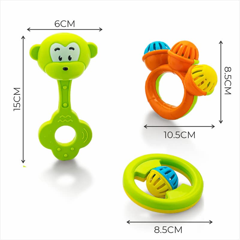 Storio So Sweet Rattle 3pcs Packing Non Toxic Bright and Colorful Rattles Baby Boy Girl Toys Set
