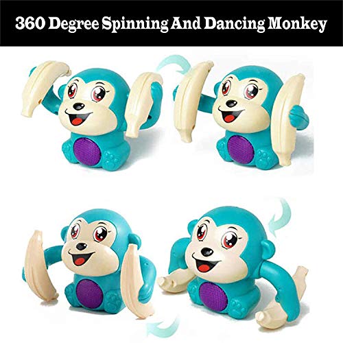 Storio 360 Degree Rotation Dancing and Tumbling Monkey with Banana,Light and Sound Toy for Kids