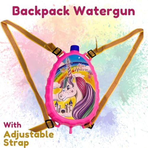 Storio Holi Water Toy Gun with Pressure Mechanism for Long Throw, Back Holding Tank, Back Holding Tank - Unicorn