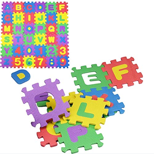 Storio 36 Pieces Mini Puzzle Foam Mat for Kids, Interlocking Learning Alphabet and Number Mat for Kids : Made in India