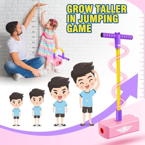 Toysbuddy Kids Hopping Pogo Jumper Fun and Safe Pogo Stick for Toddlers, Durable Foam Bungee Jumping Stick Makes Squeaky Sounds Improves Balance, Bouncing Toy for Ages 3 and Above
