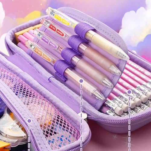 Storio 3D Unicorn Cover Large Capacity Pencil Case Compass with Compartments, School Supply Organizer for Students, Stationery Box, Cosmetic Zip Pouch Bag