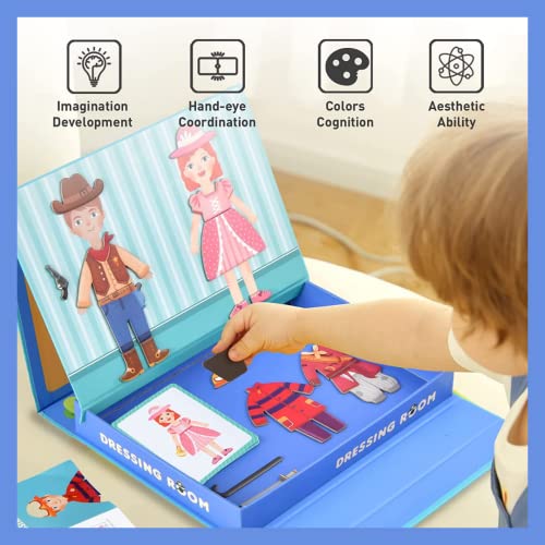 Storio Magnetic Box Series - Dressing Room Puzzles Toys With Reference Cards and Magnetic Board and Marker To Draw & Play Educational Toy for Kids 2 3 4 Years Boys Girls Montessori Gift Fun & Play for Baby (70+ Magnet Pcs)