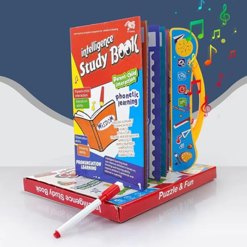 Storio Intelligence Book Sound Book Learning Cards for Children,English Letters & Words Language_Skills Learning Book,Fun Educational Toys. Activities with Numbers, Shapes Learning Book for Toddlers