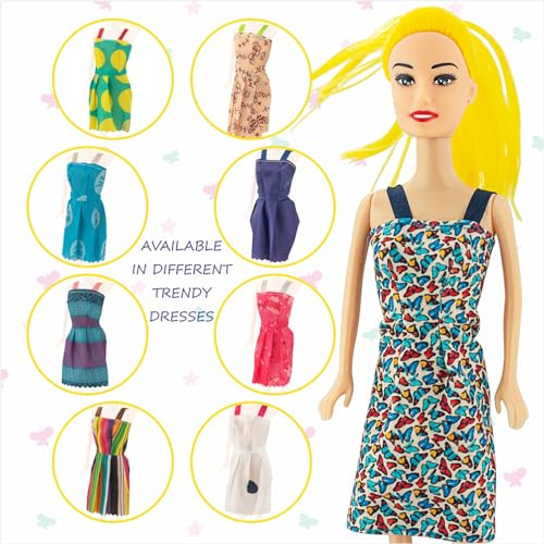 Storio Myra Doll Beautiful Dazzling Doll Toy with Moveable Arms & Legs for Girls (Doll with Accessories) - Blue Dress