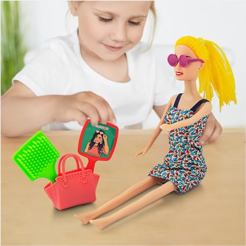 Storio Myra Doll Beautiful Dazzling Doll Toy with Moveable Arms & Legs for Girls (Doll with Accessories) - Blue Dress